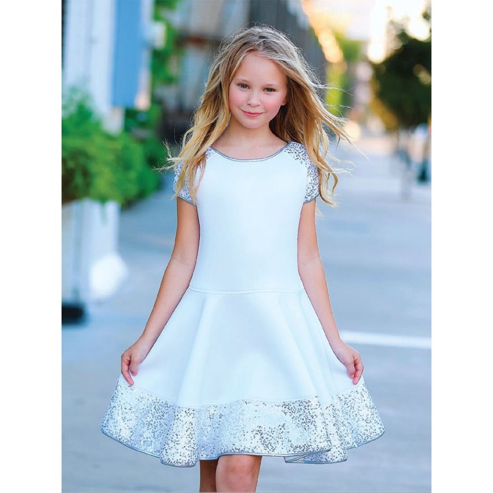 Sz 16 NEW Dolls & Divas White Girls Party Dress w/Sequins Full Skirt‎ Easter